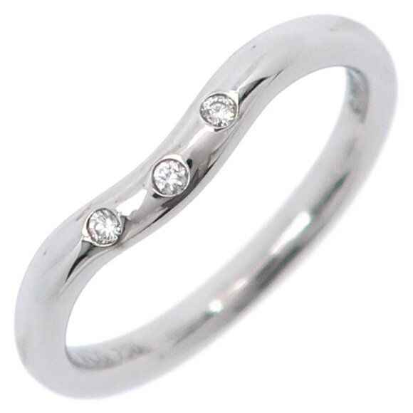 TIFFANY&Co. Curved band Ring 3P diamond Elsa Peretti K18 white gold - Picture 1 of 6